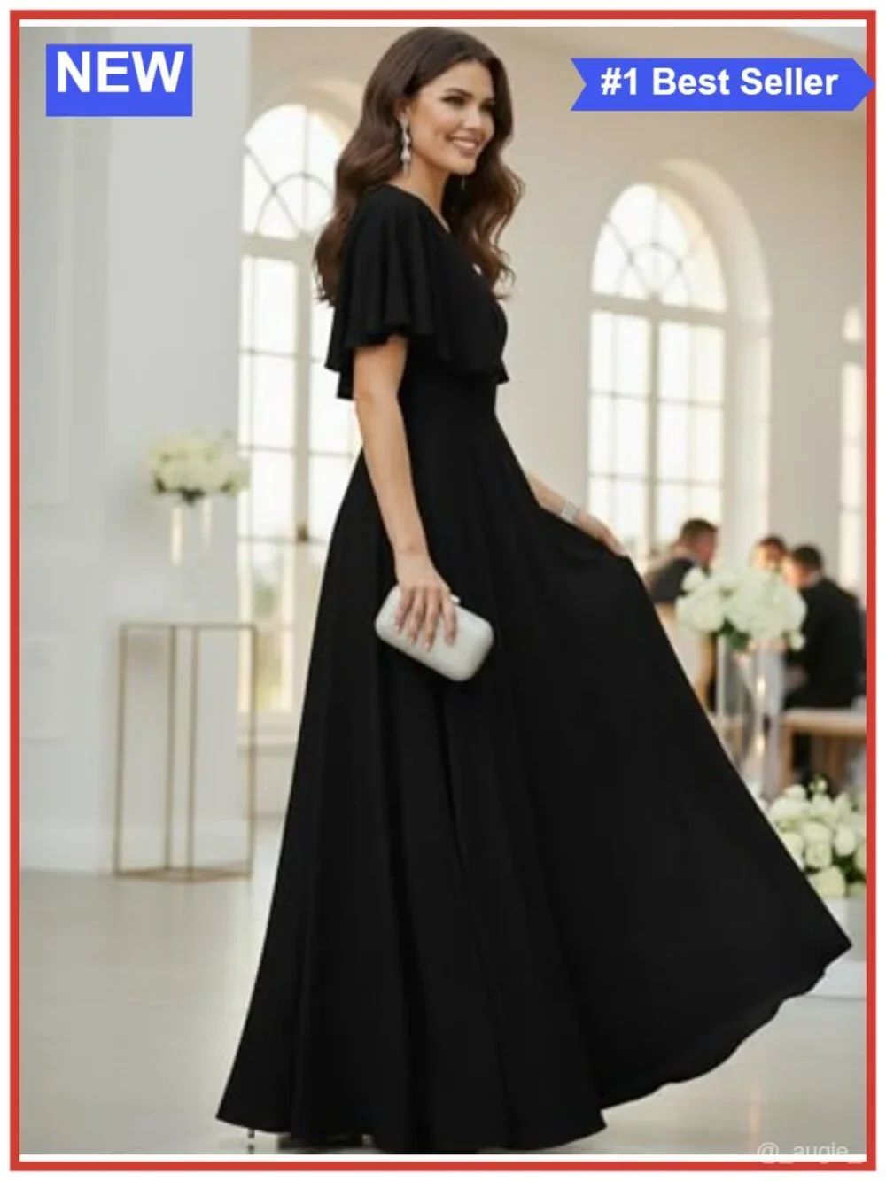 Plus Size A-line Maxi Dress Short Sleeve Chiffon Formal